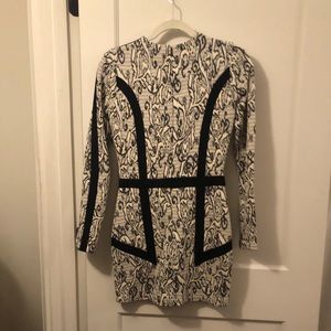 Parker long-sleeve black & white dress
